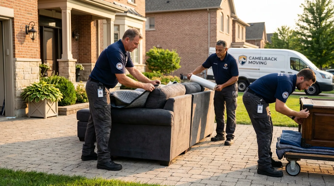 Large estate moving crew wrapping furniture in Bagdad, AZ