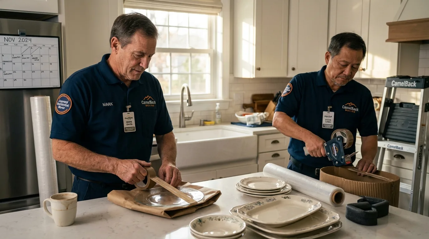 Professional crew packing kitchen dishware in Bagdad, AZ